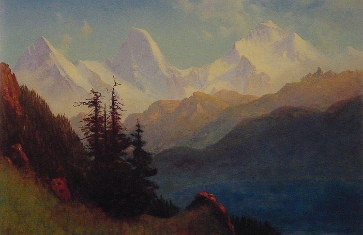 Albert Bierstadt Oil Painting Splendour of the Grand Tetons - Click Image to Close